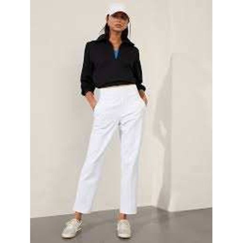Athleta Brooklyn Ankle Pants White High Rise Tapered Trouser Size 8